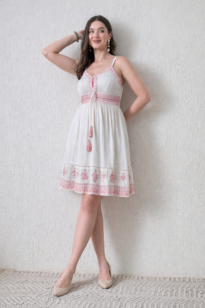 26451 Bohemian Embroidered Tassel Sundress