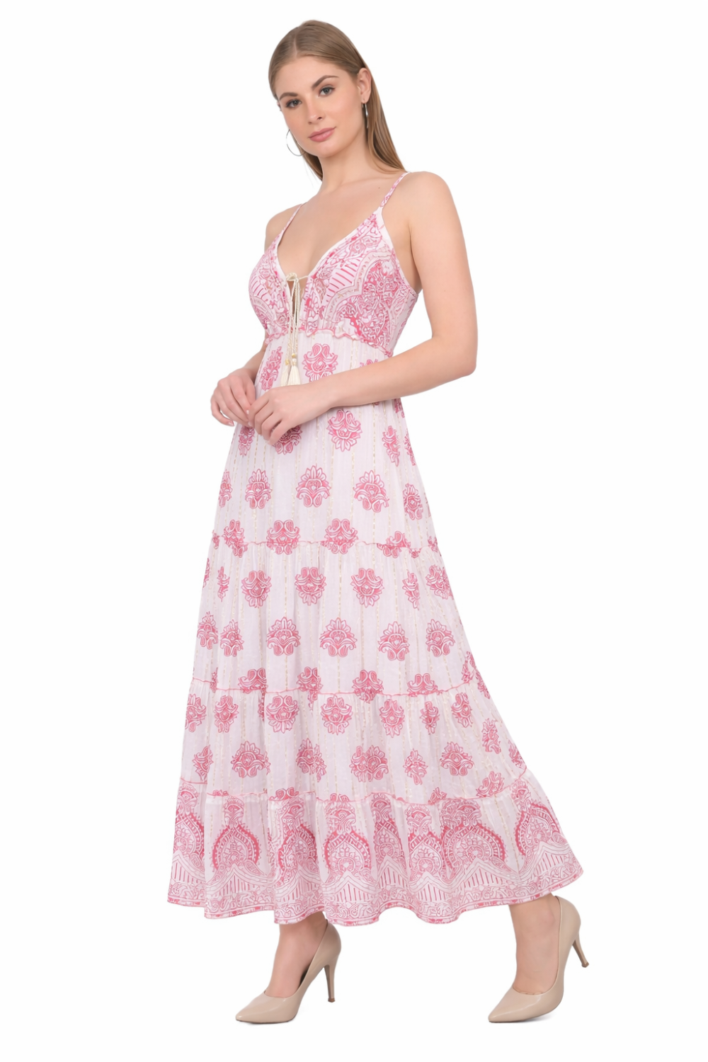 26476 Embroidered Boho Maxi Dress – Tiered Summer Dress