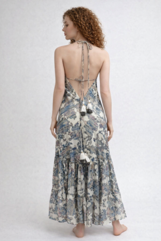 26481 Ethereal Bloom Halter Maxi Dress