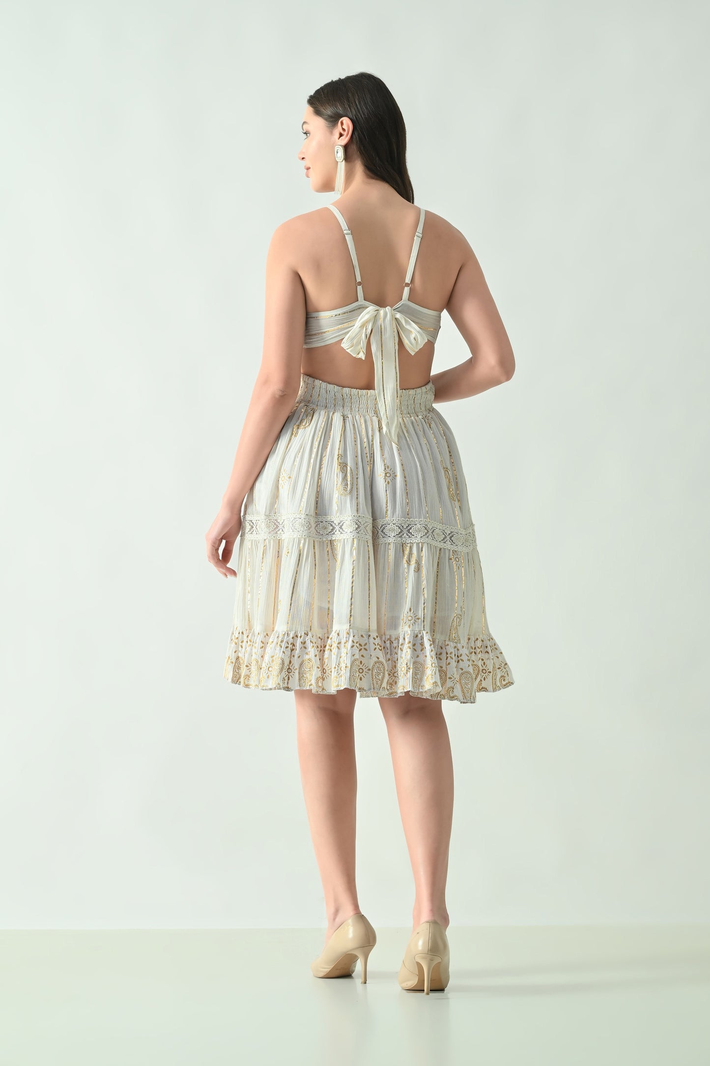 26462 Boho Embroidered Midi Dress with Spaghetti Straps – Rayon