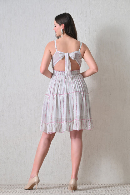 26460 Embroidered V-Neck Tiered Mini Dress – Rayon Summer Style