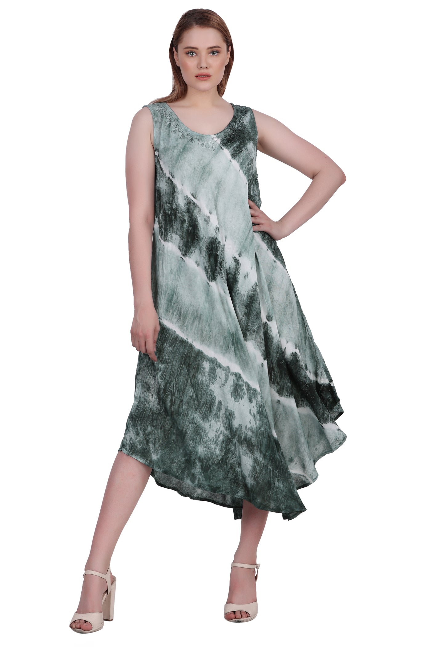 Wide Strap Tie Dye Sleeveless Dress 522184