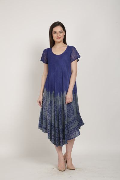 Pineapple Block Print Tie Dye A-Line Dress UDS52-2431