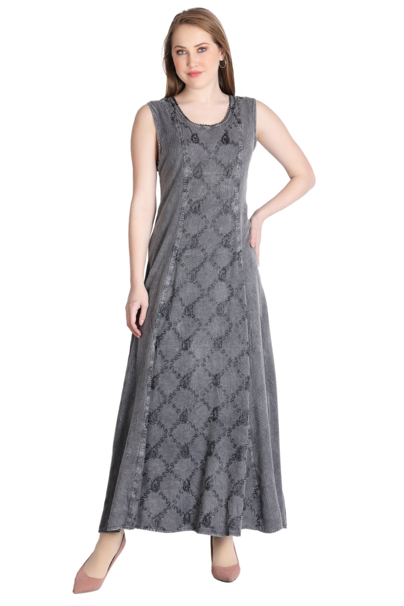 ADL - 30328 Sleeveless Acid Wash Dress ADL - 30328 - Advance Apparels Inc