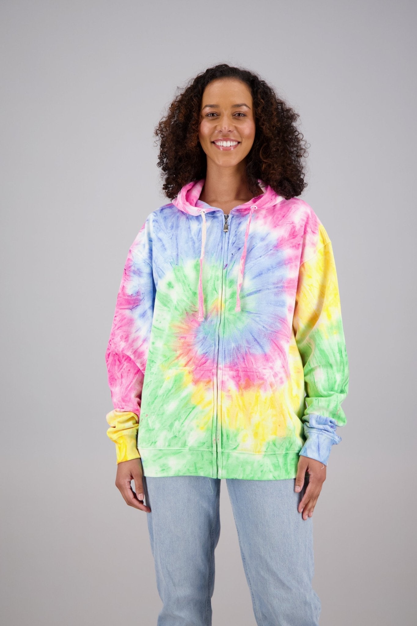 Tie Dye Colored Zip Up Hoodies Tie Dye Unisex Tie Dyed Pullover