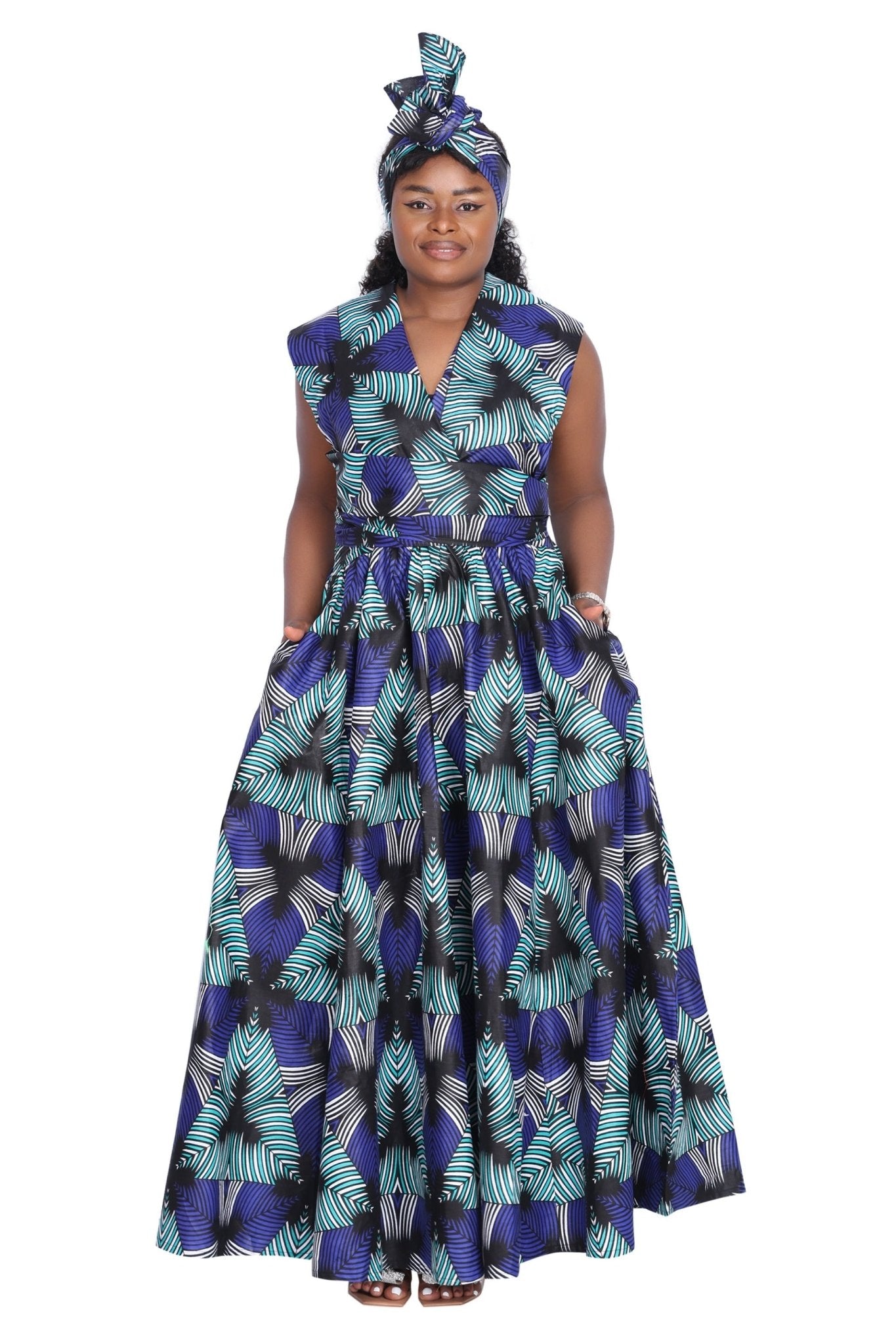African Print Infinity Wrap Dress 16117 - 253 - Advance Apparels Inc