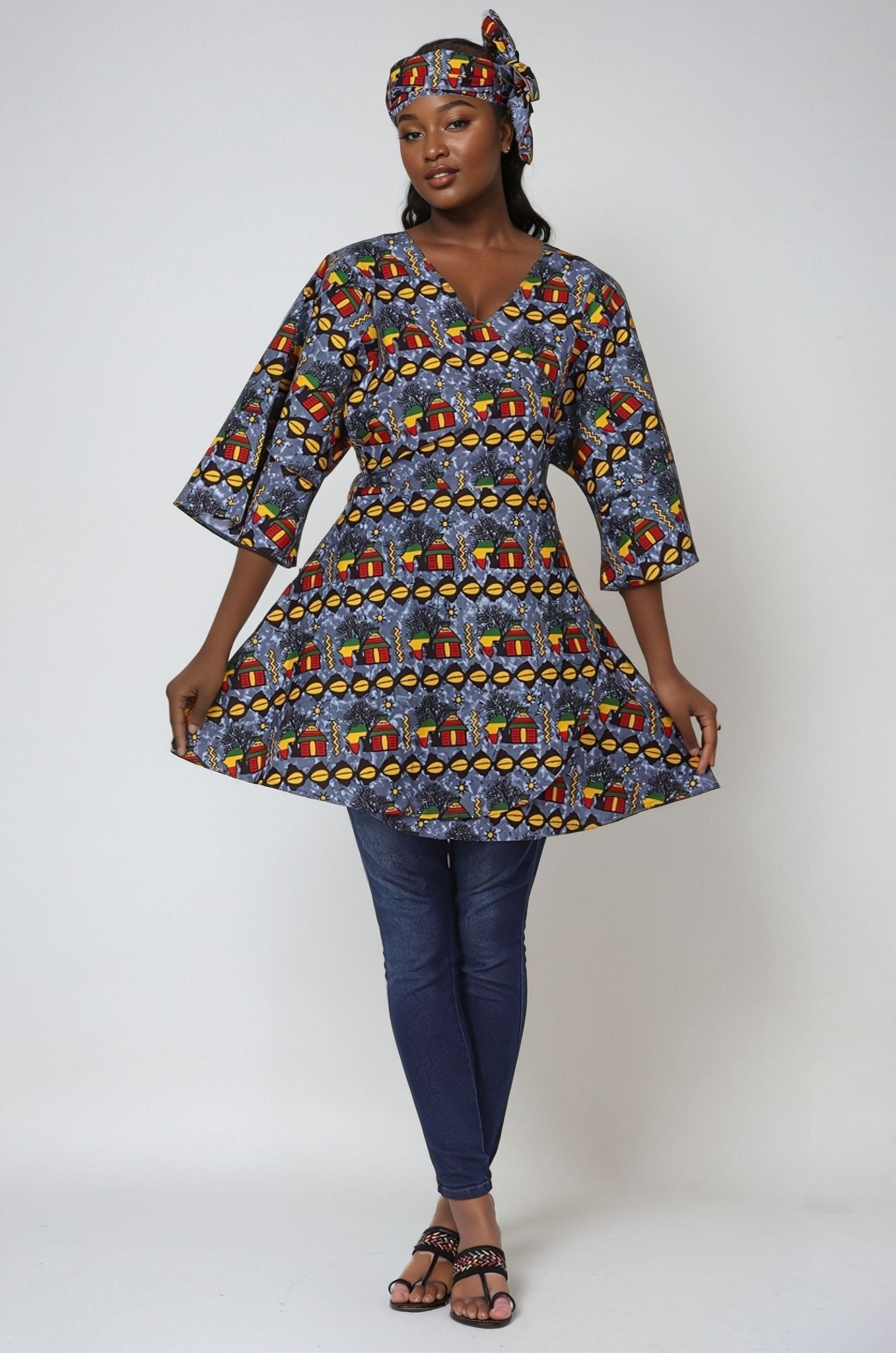 African Print Wrap Blouse 2680 - Advance Apparels Inc