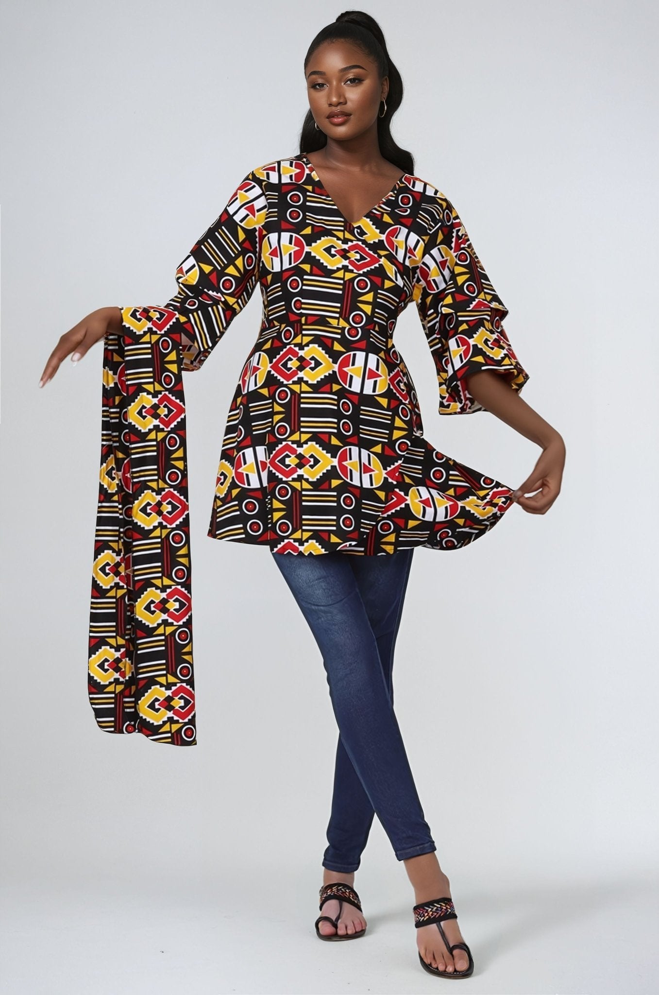 African Print Wrap Blouse 2680 - Advance Apparels Inc