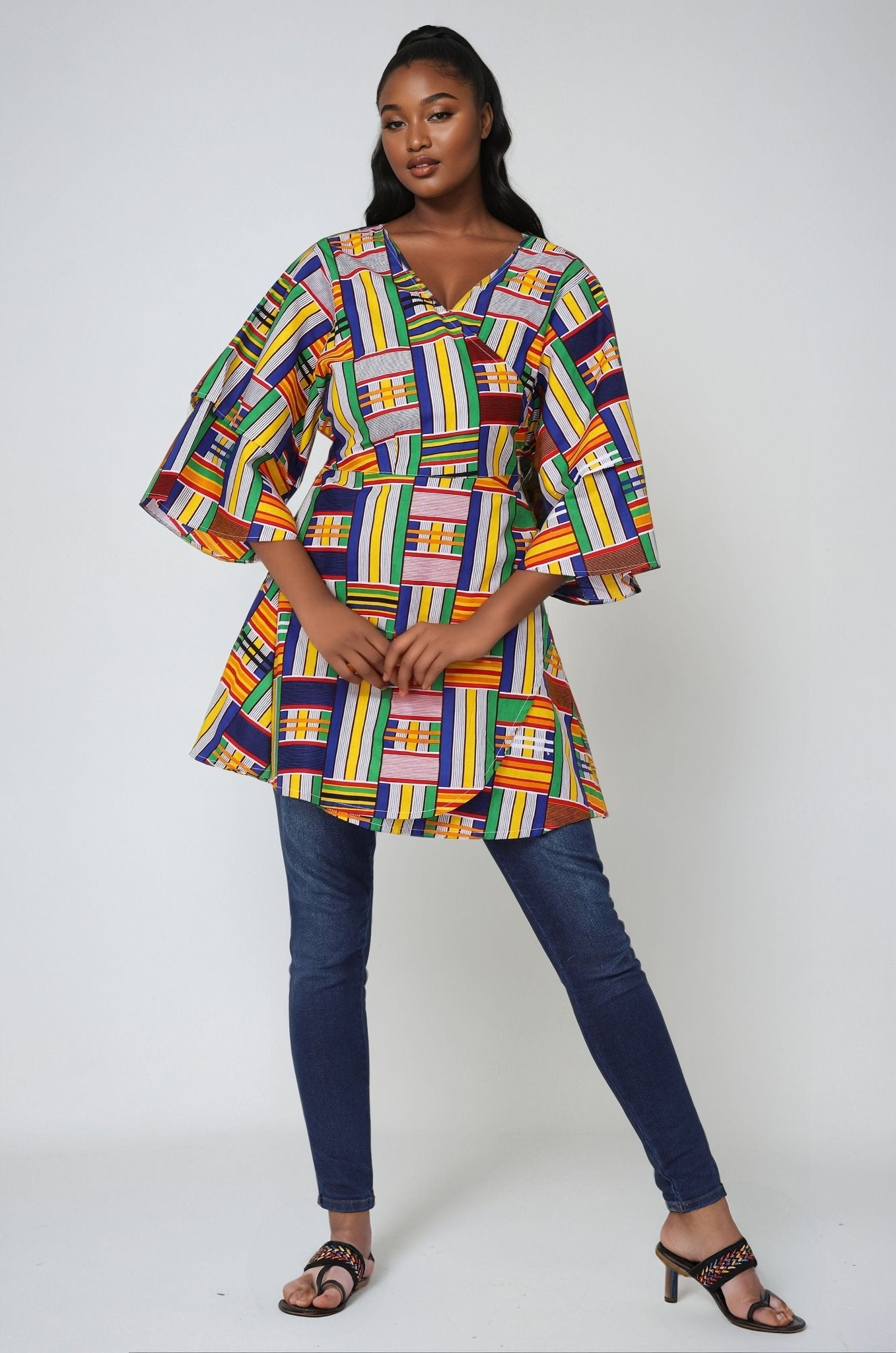 African Print Wrap Blouse 2680 - Advance Apparels Inc
