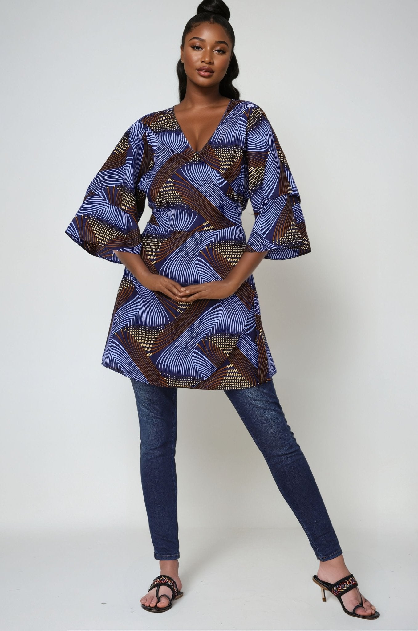 African Print Wrap Blouse 2680 - Advance Apparels Inc