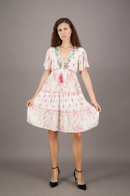 Aria Sequined Middy Dress 23949 - Advance Apparels Inc