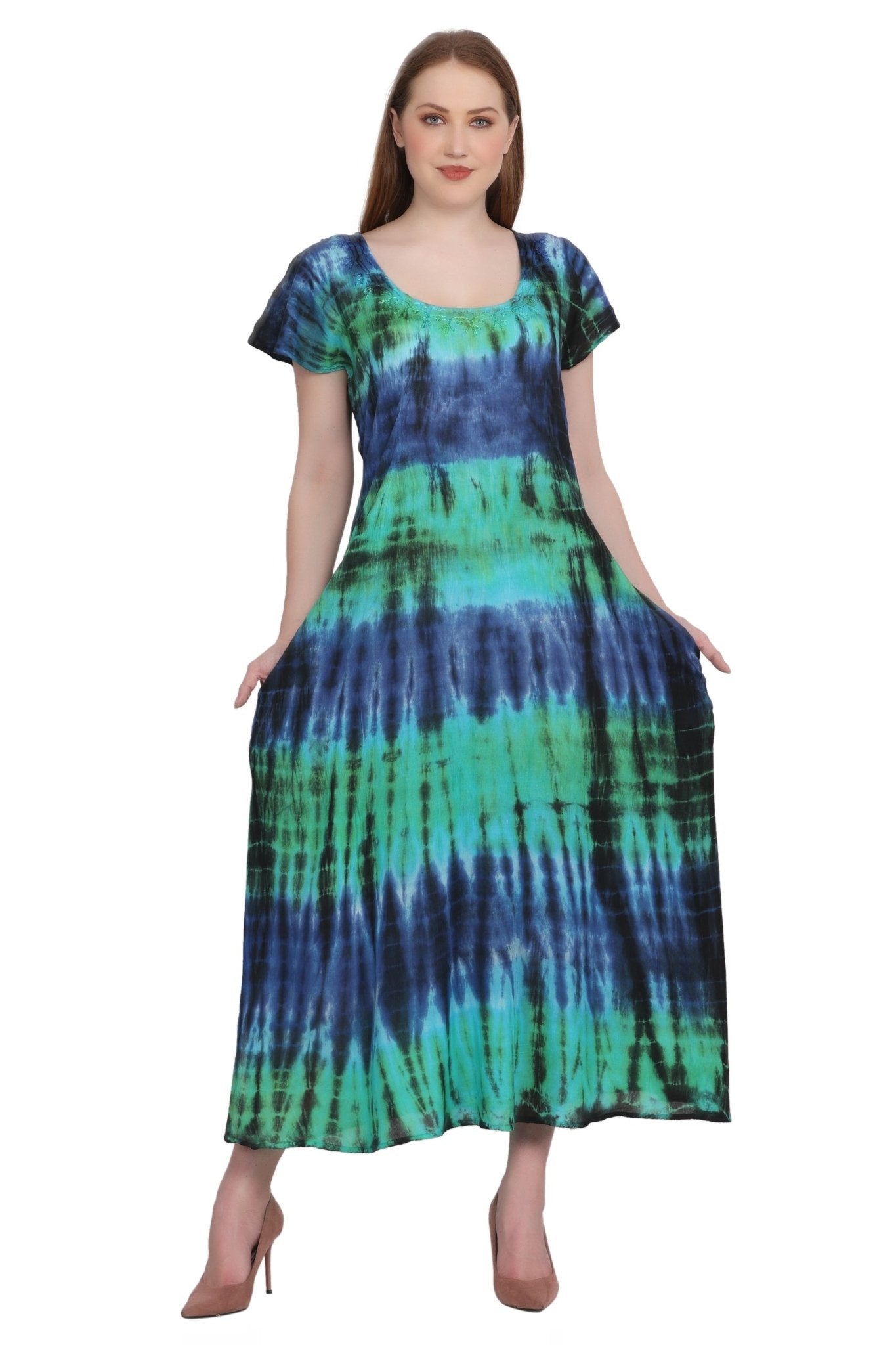 Back Tie Cap Sleeve Tie Dye Dress 522118 – Advance Apparels Inc
