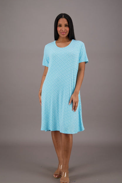 Bamboo Cap Sleeve Printed Dress BAM - 24607 - Advance Apparels Inc