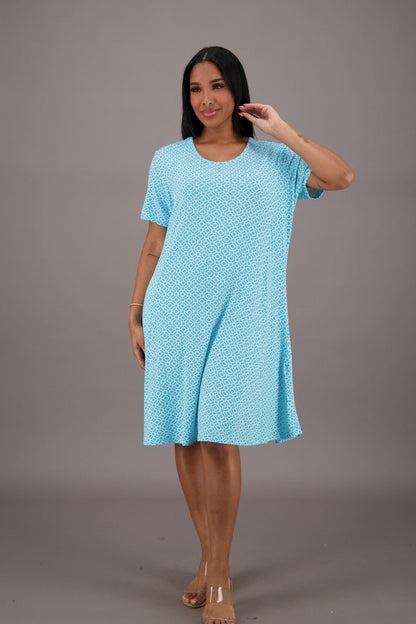 Bamboo Cap Sleeve Printed Dress BAM - 24607 - Advance Apparels Inc