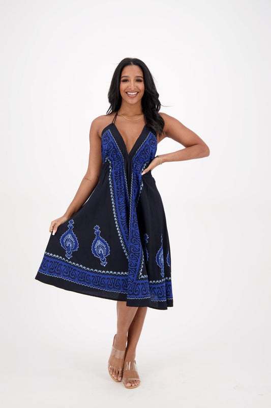 Batik Block Print Halter Dress 1966 - Advance Apparels Inc