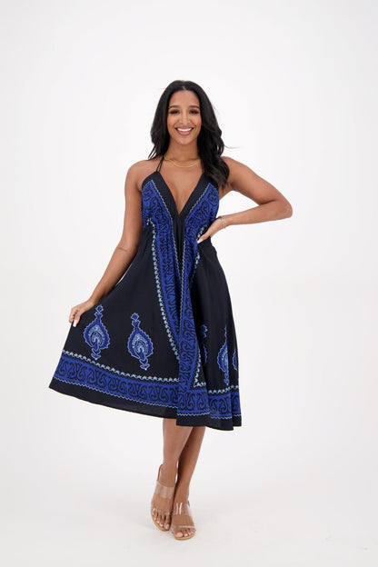 Batik Block Print Halter Dress 1966 - Advance Apparels Inc