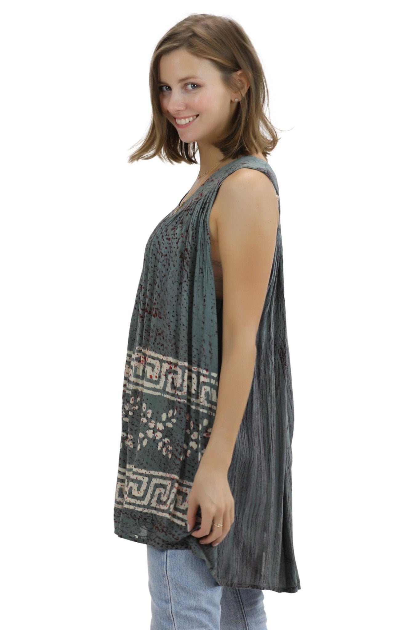 Batik Border Print V-Neck Tank Top 92 - Advance Apparels Inc