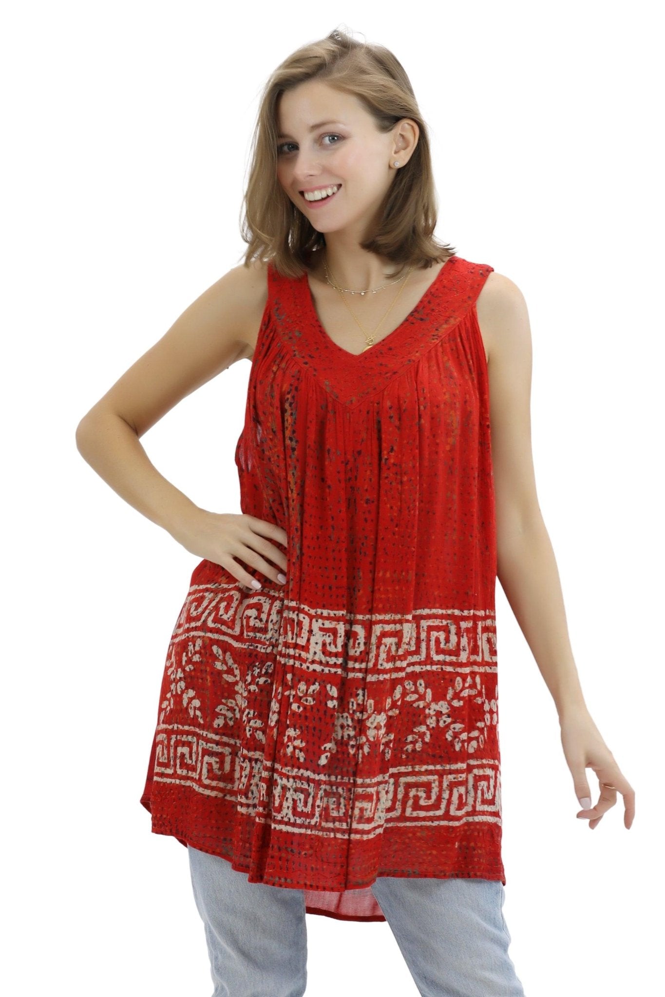 Batik Border Print V-Neck Tank Top 92 - Advance Apparels Inc