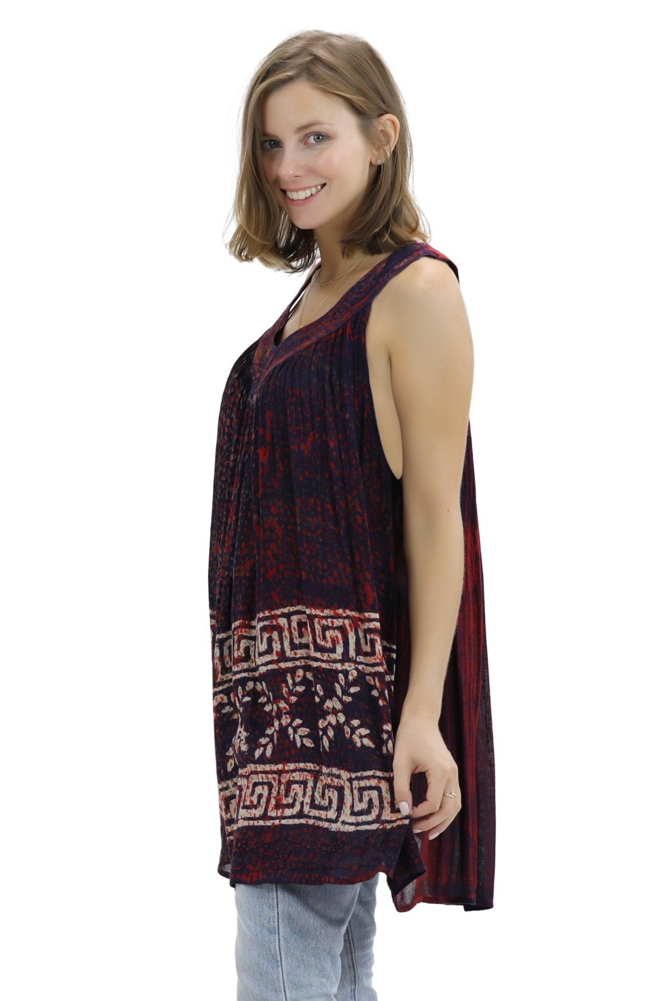 Batik Border Print V-Neck Tank Top 92 - Advance Apparels Inc