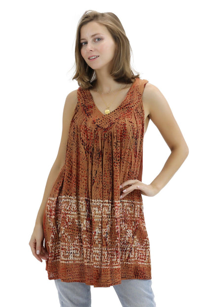 Batik Border Print V-Neck Tank Top 92 - Advance Apparels Inc