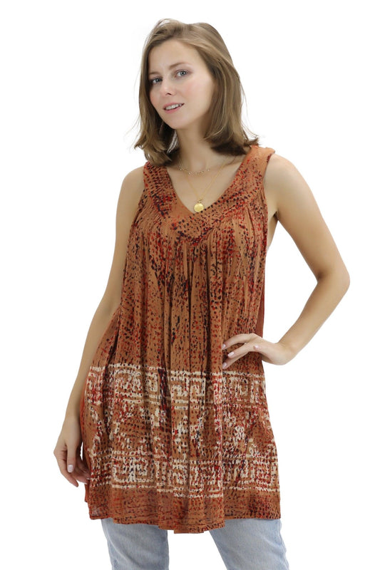 Batik Border Print V-Neck Tank Top 92 - Advance Apparels Inc