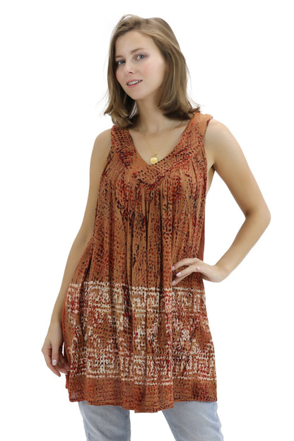 Batik Border Print V-Neck Tank Top 92 - Advance Apparels Inc