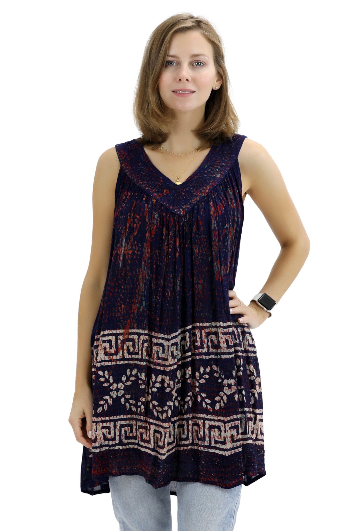 Batik Border Print V-Neck Tank Top 92 - Advance Apparels Inc