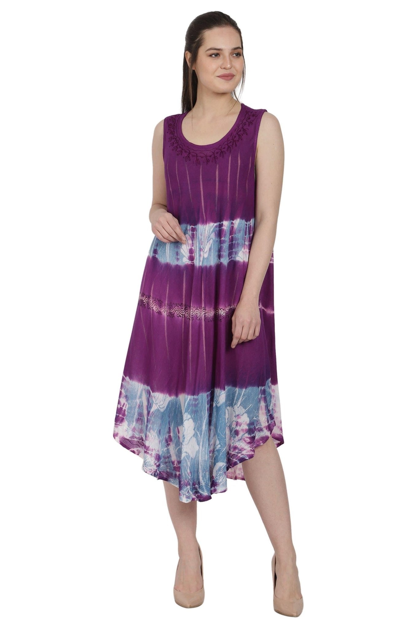 Batik Floral Tie Dye Beach Dress UD48-2308 - Advance Apparels Inc