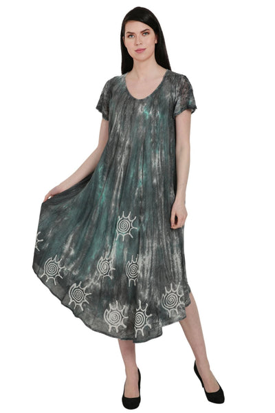 Batik + Tie Dye Trapeze Dress UDS52-2438 - Advance Apparels Inc
