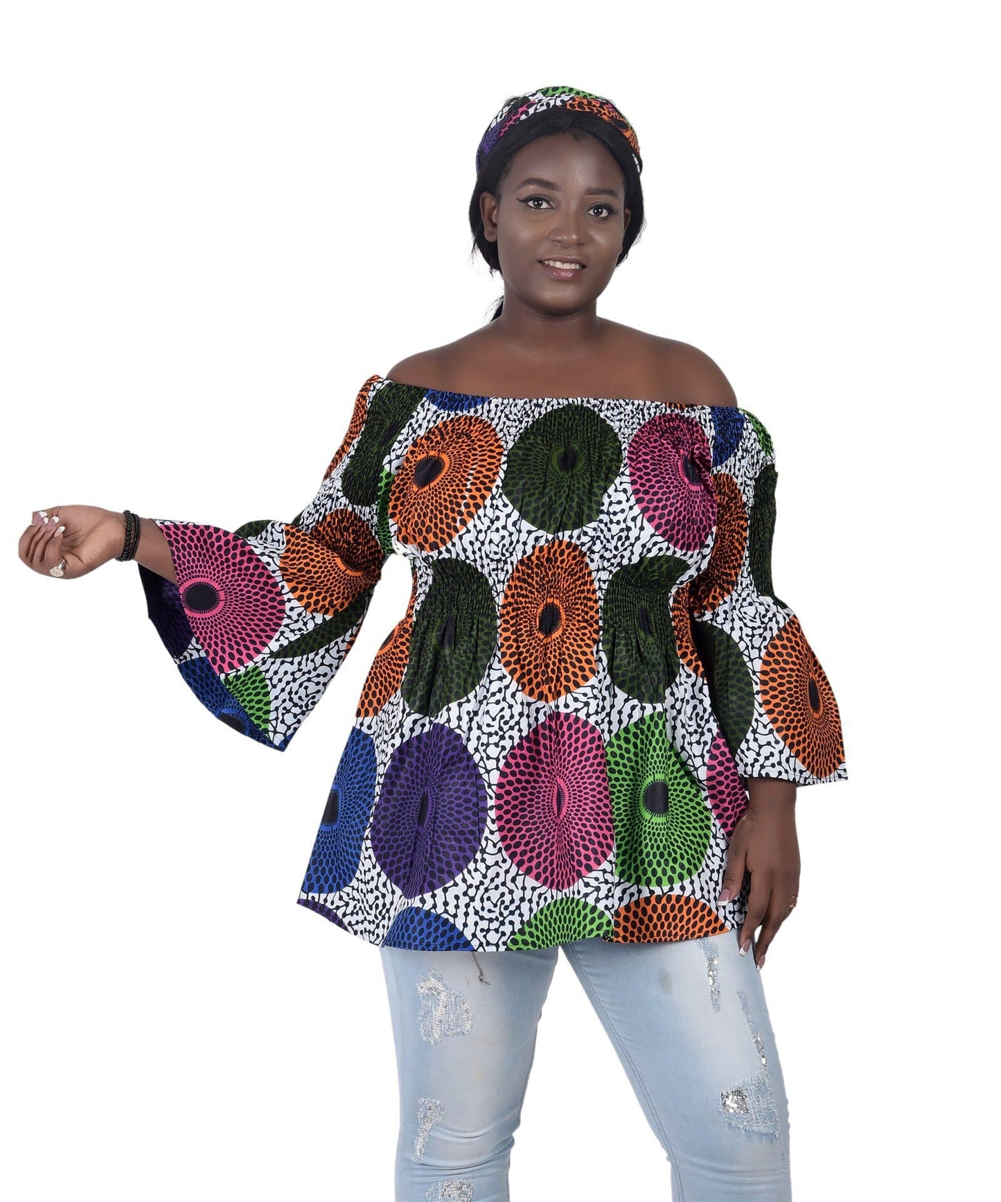 Bell Sleeve African Print Blouse 2229 - Advance Apparels Inc