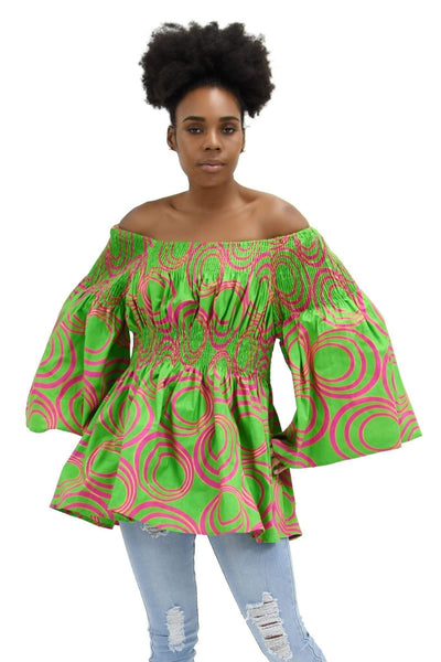 Bell Sleeve African Print Blouse 2291 - Advance Apparels Inc