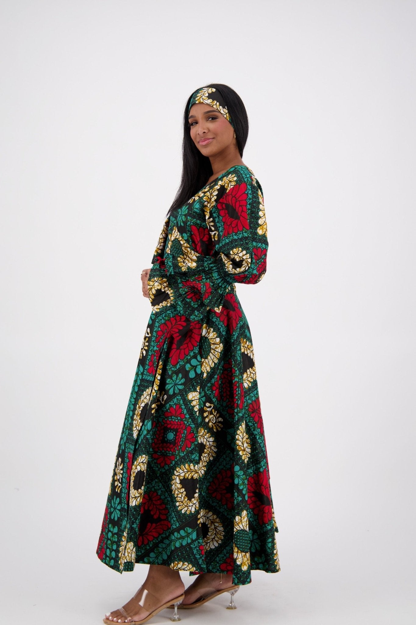 Bell Sleeve Wrap Dress 1624-244 - Advance Apparels Inc