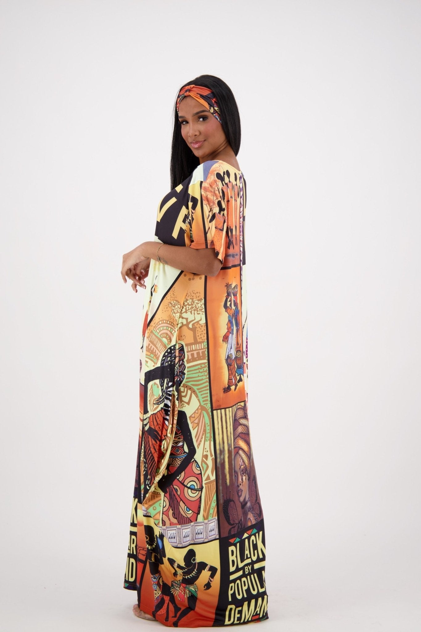 "Black by Popular Demand" Print Kaftan CH8862 - Advance Apparels Inc