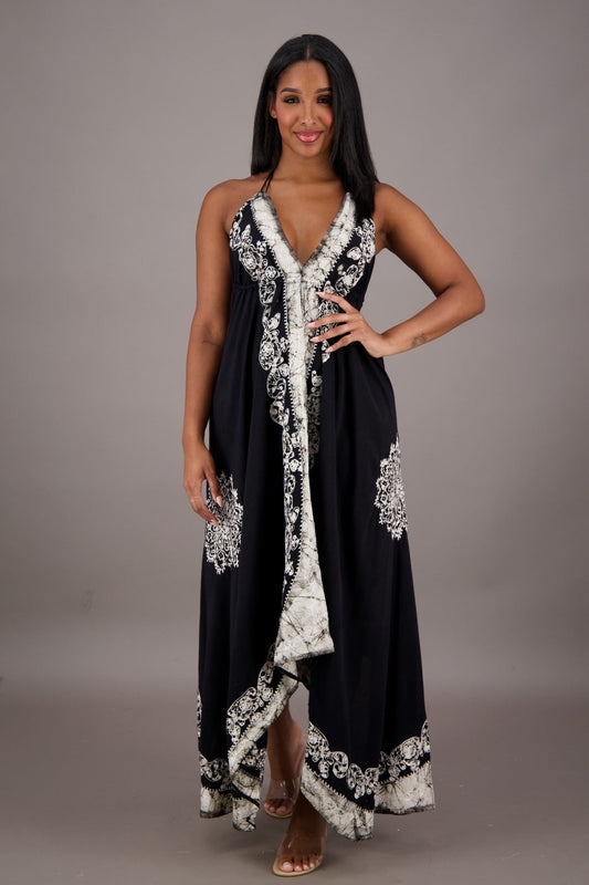 Black Halter Batik Dress 145720 - Advance Apparels Inc