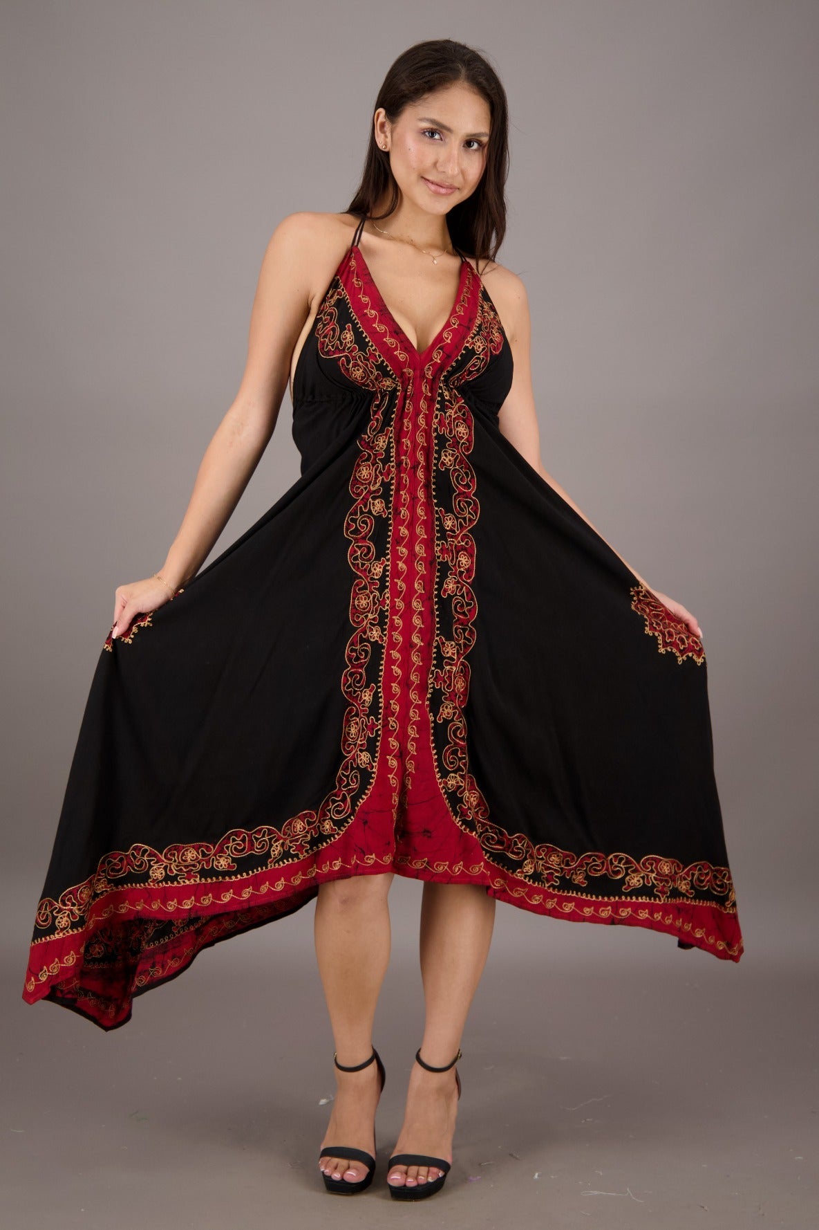 Black Halter Batik Dress 145720 - Advance Apparels Inc