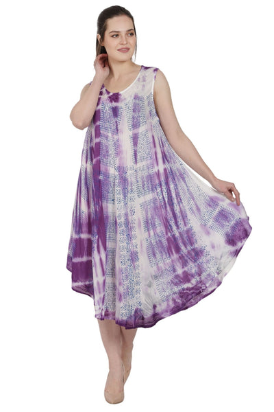 Block Print Tie Dye House Umbrella Dress UD48-2309 - Advance Apparels Inc
