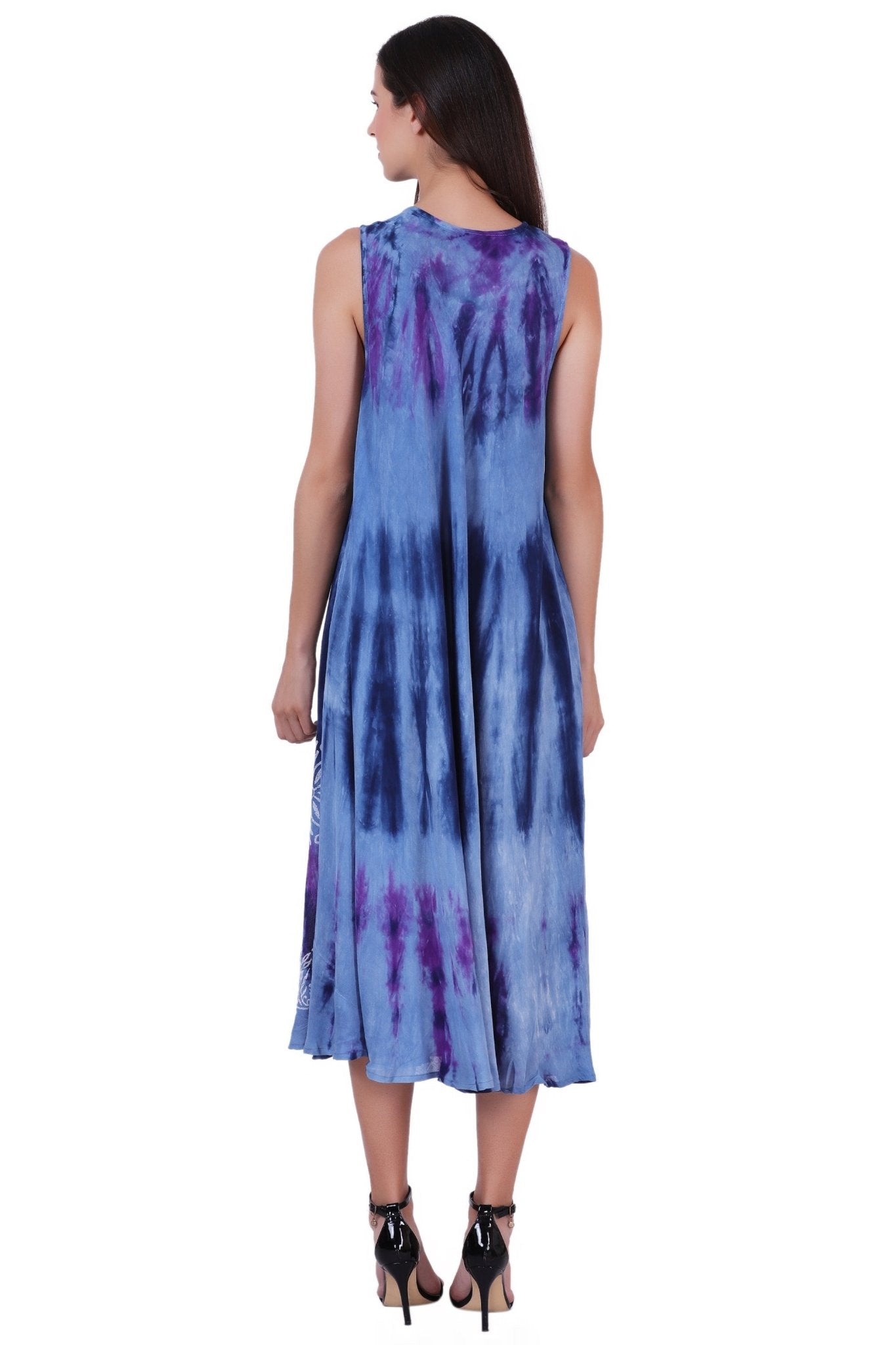 Block Print Tie Dye Maxi Dress 482104 C3 / One Size Fits Most Block Print Tie Dye Maxi Dress 482104 C3 / One Size Fits Most