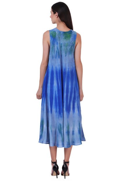Block Print Tie Dye Maxi Dress 482104 - Advance Apparels Inc