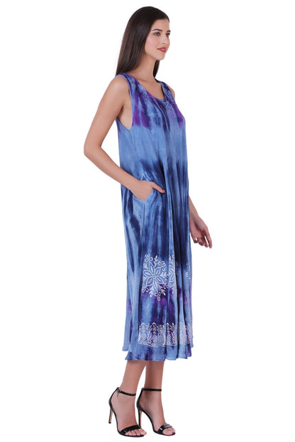 Block Print Tie Dye Maxi Dress 482104 - Advance Apparels Inc
