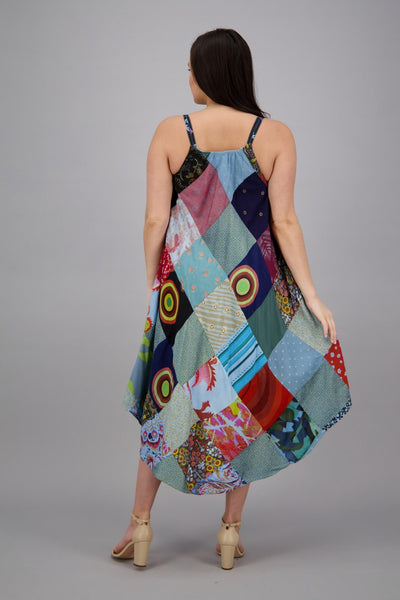 Bohemian Patchwork Long Umbrella Dress PAT-3266 - Advance Apparels Inc