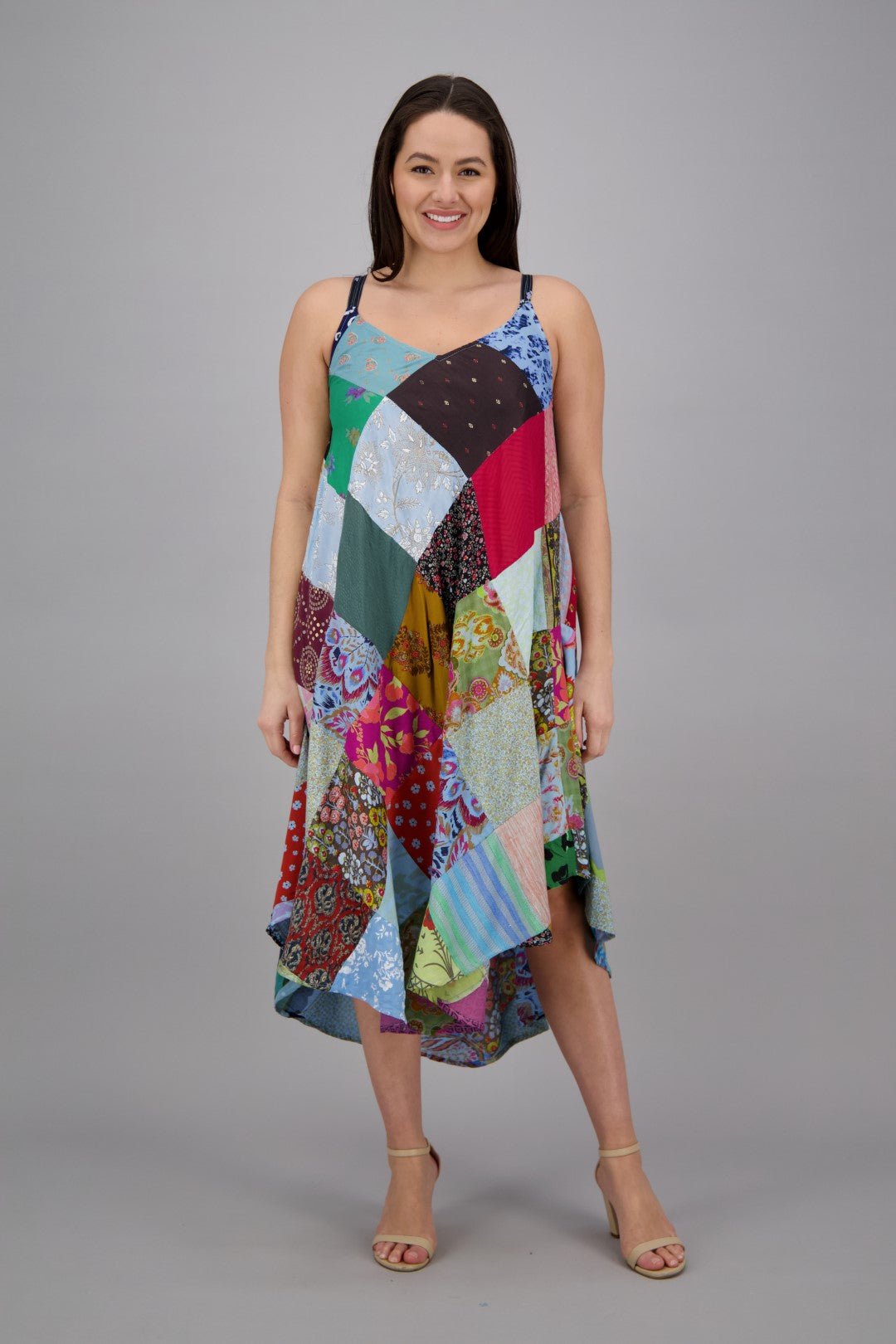Bohemian Patchwork Long Umbrella Dress PAT-3266 - Advance Apparels Inc