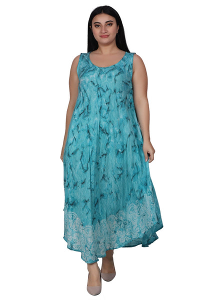 Border Block Print Tie Dye Dress 522183 - Advance Apparels Inc