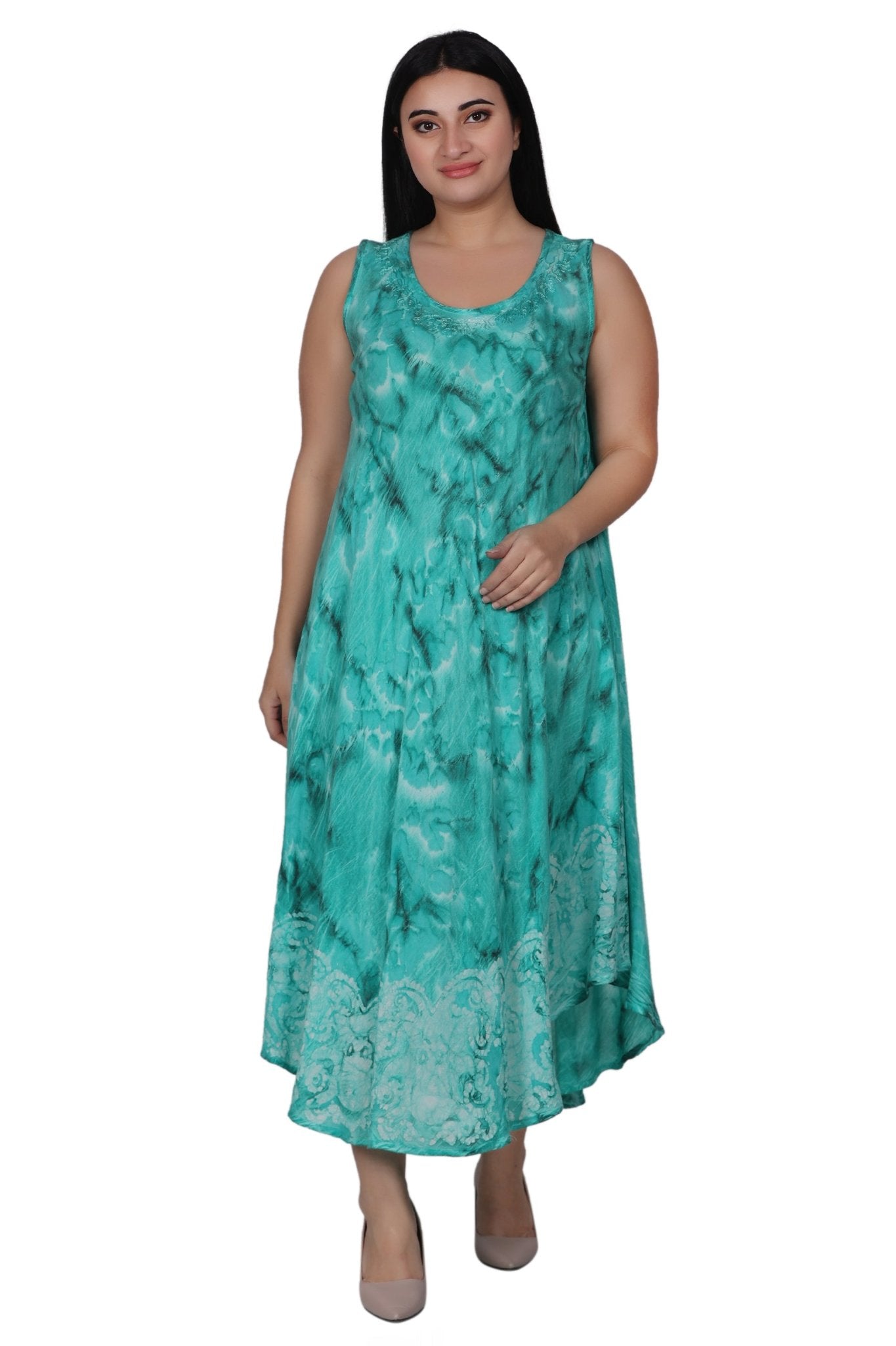 Border Block Print Tie Dye Dress 522183 - Advance Apparels Inc