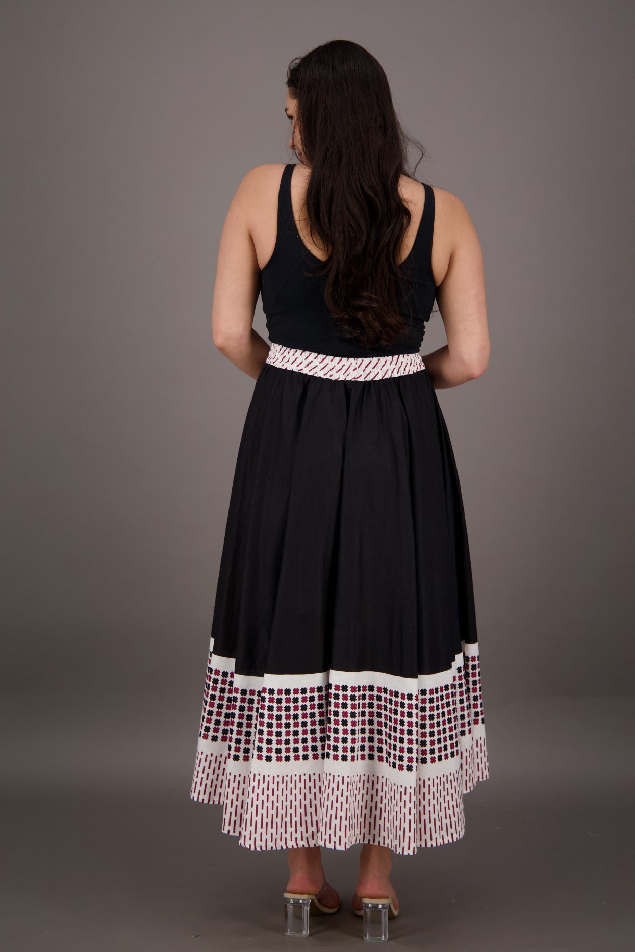 Border Print Maxi Skirt SK609 - Advance Apparels Inc