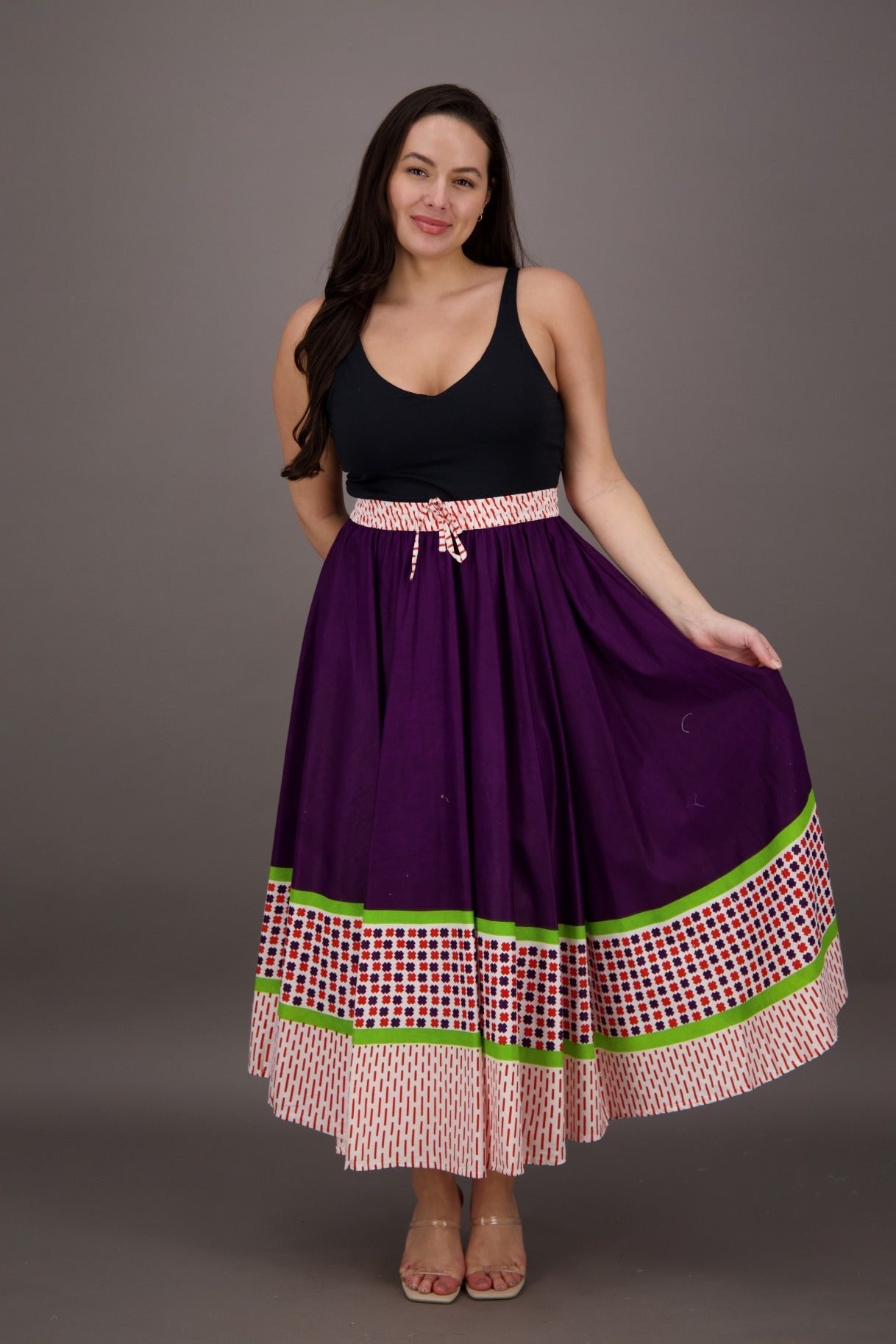 Border Print Maxi Skirt SK609 - Advance Apparels Inc