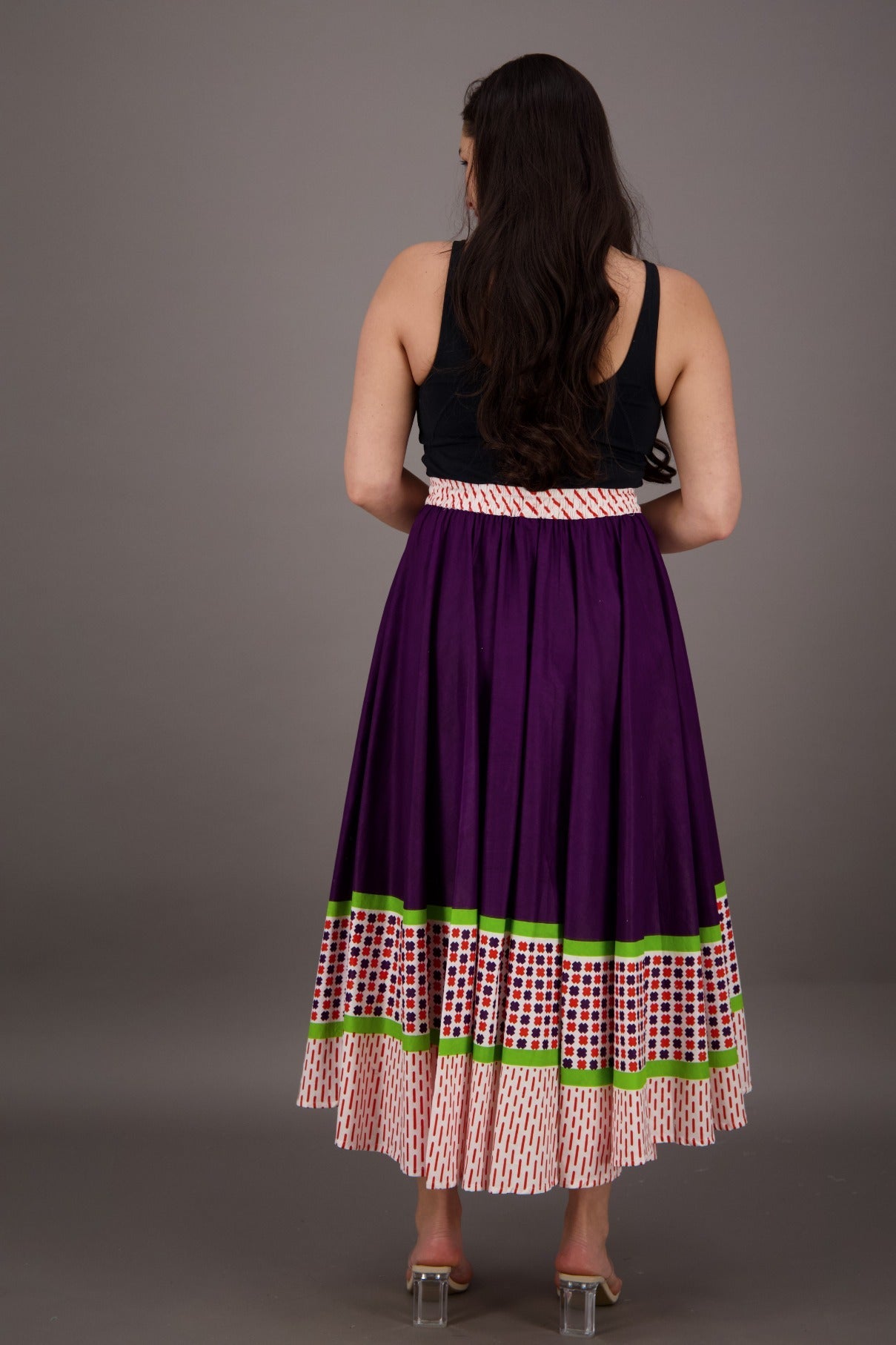 Border Print Maxi Skirt SK609 - Advance Apparels Inc