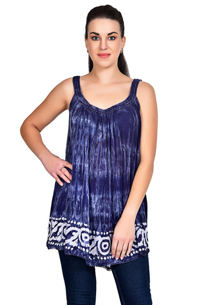 Border Print Tie - Dye Blouse 19232 - Advance Apparels Inc