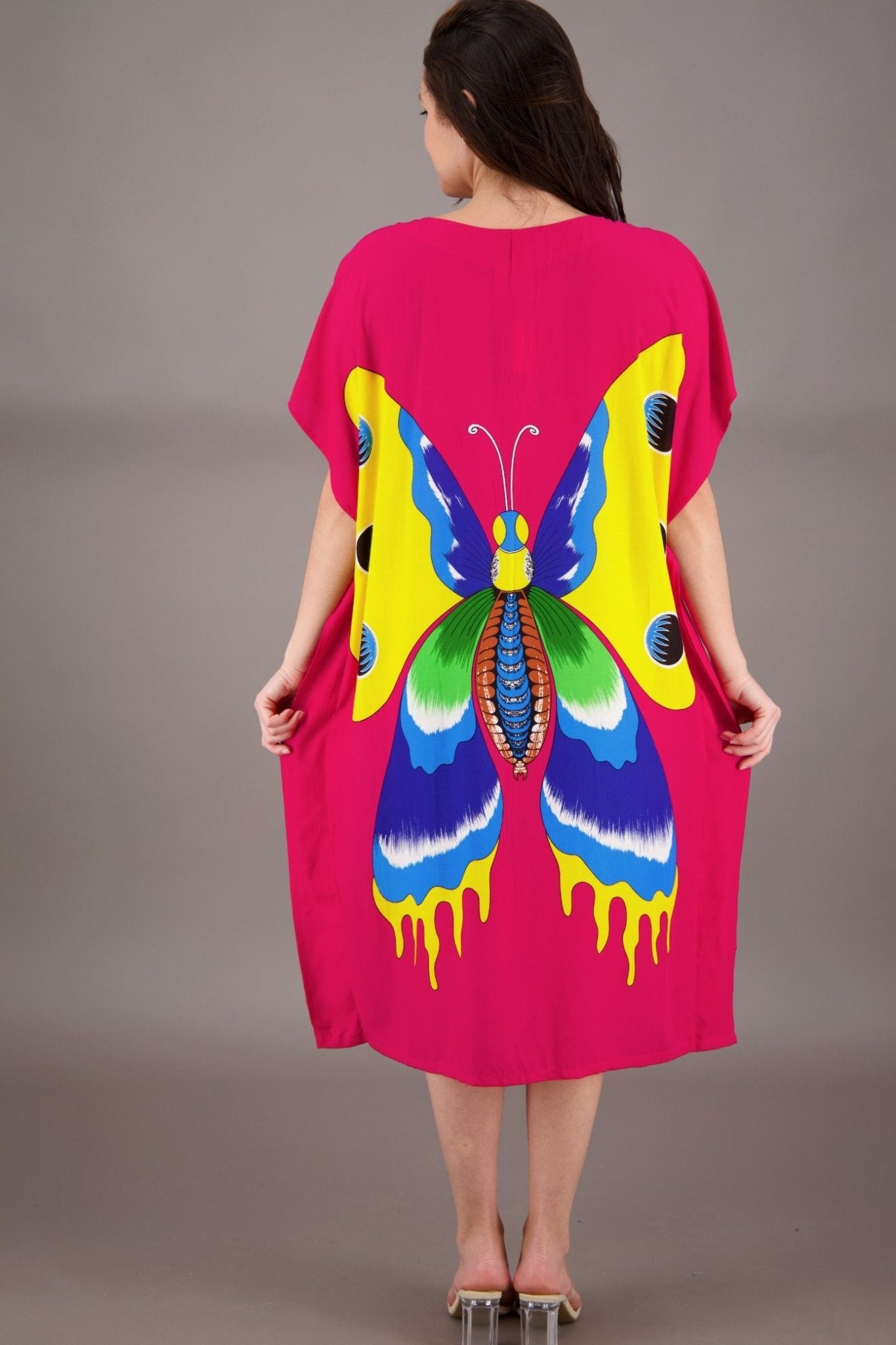 Butterfly Print Long Kaftan TH2035 - Advance Apparels Inc