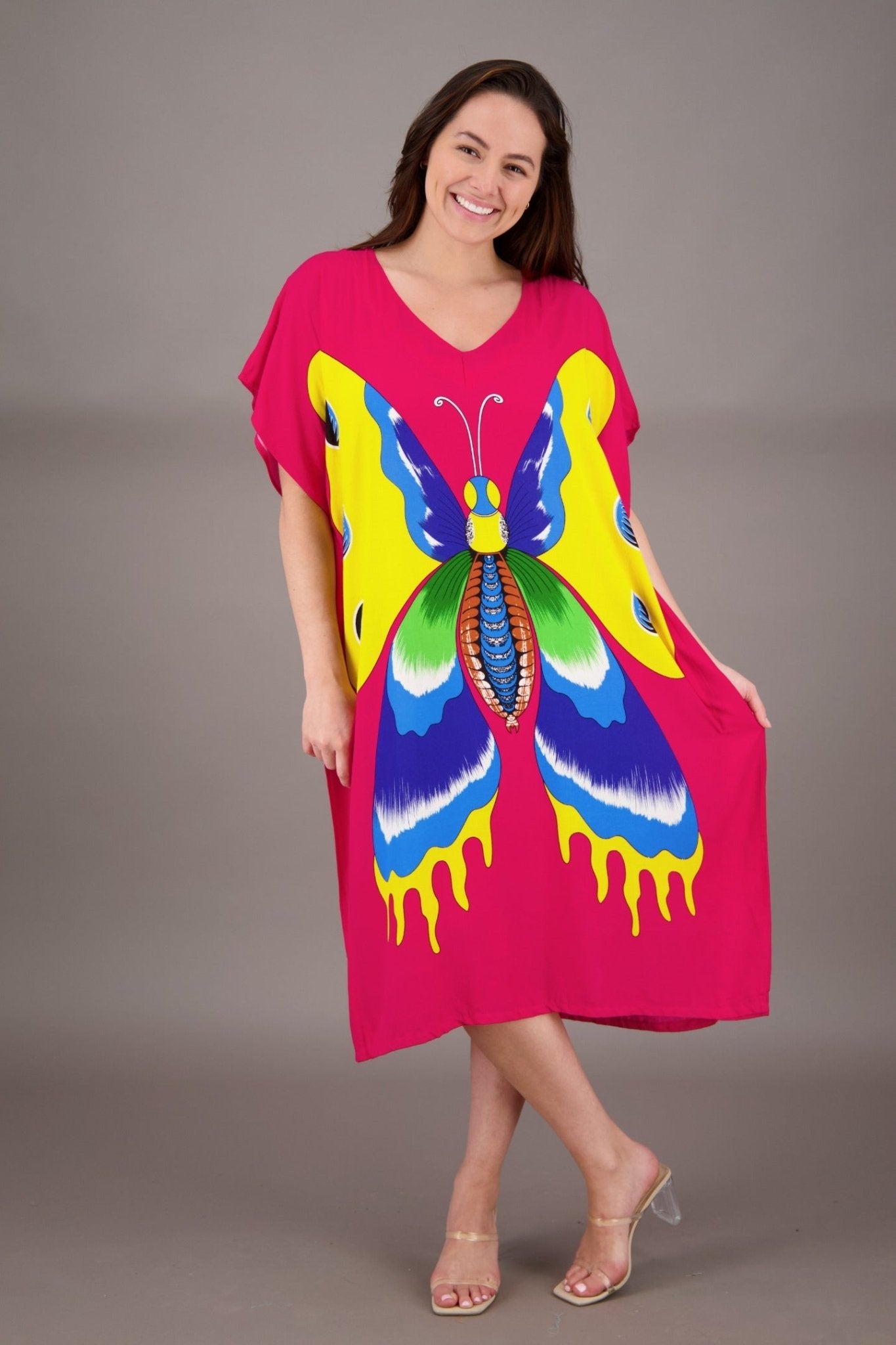 Butterfly Print Long Kaftan TH2035 - Advance Apparels Inc
