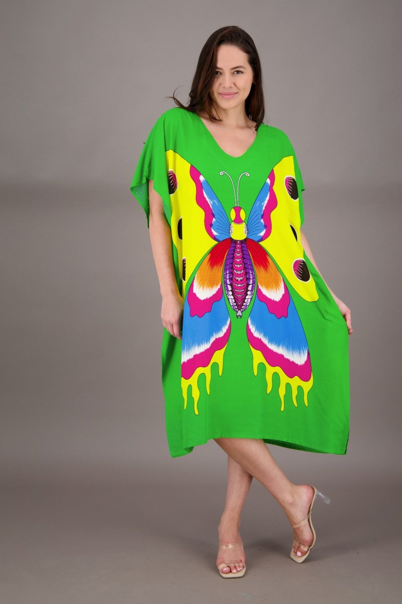 Butterfly Print Long Kaftan TH2035 - Advance Apparels Inc
